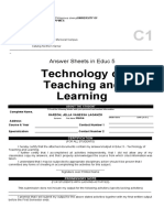 Technology of Teaching and Learning: Answer Sheets in Educ 5