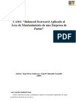 Caso Cuadro de Mando Integral, Area Mantenimiento, Empresa Pastas