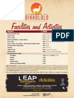 Dikhololo Facilities Pricelist