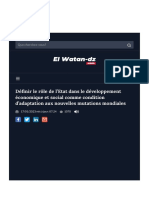 Définir Le Rôle de L'etat Dans Le Développement Économique Et Social Comme Condition D'adaptation Aux Nouvelles Mutations Mondiales - El Watan - DZ