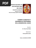 Cambio Climatico y Desarrollo Sostenible en La Region Del Cusco