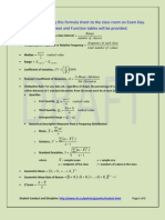 Please DO NOT Bring This Formula Sheet To The Class Room On Exam Day. Formula Sheet and Function Tables Will Be Provided