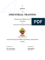 Industrial Training: Submitted For Partial Fulfillment of Award of B.Tech Degree