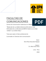 Evolución de La Dirección de Arte en El Cine Peruano en La Década de 2010, Caso La Última Tarde y La Hora Final (Elva Saucedo)