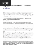 Sobre Transiciones Energéticas y Transiciones Ecológicas