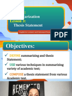 Summarizing and Thesis Statement