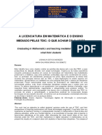 A Licenciatura em Matemática e o Ensino Mediado Pelas Tdic o Que Acham Os Alunos