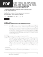 El Hidrógeno Verde en La Unión Europea: Una Vía Necesaria para La Transición Energética