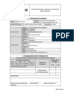 Información General: Formato Planeación, Seguimiento y Evaluación Etapa Productiva