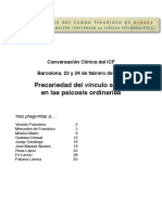 Precariedad Del Vínculo Social en Las Psicosis Ordinarias