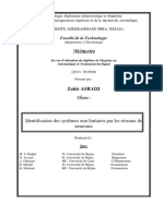 Identification Des Systemes Non Lineaires Par Les Reseaux de Neurones