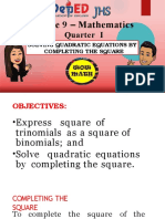 Q1W5 M9 - Solving Quadratic Equations by Completing The Square