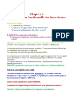 Chapitre 2 L'organisation Fonctionnelle Des Etres Vivants