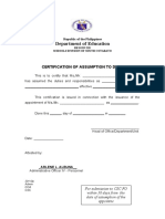 CS Form No. 4 Certification of Assumption To Duty 1 1