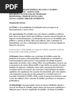 Trabalho Final de Sociologia Do Trabalho