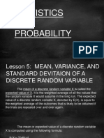 Lesson 5 MEAN VARIANCE AND STANDARD DEVITAION OF A DISCRETE RANDOM VARIABLE