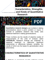 Describing Characteristics, Strengths, Weaknesses and Kinds of Quantitative Research