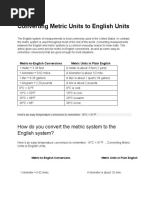 Converting Metric Units To English Units