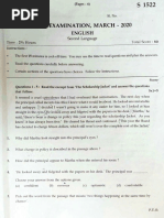 ENGLISH Question Paper SSLC Exam March 2020