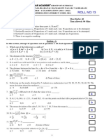 Roll No 13 Math Term 1 Paper