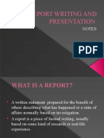 Report Writing and Presentation: Notes