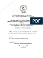 Desarrollo Psicomotriz y Su Relación Con La Alimentación en Lactantes Mayores de Un Año.