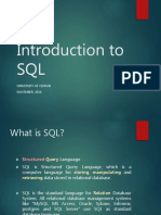 Introduction To SQL: University of Tehran NOVEMBER, 2016