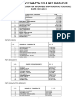 Kendriya Vidyalaya No.1 GCF Jabalpur: Eligible Candidate List For Interview (Contractual Teachers) DATE 24.03.2023