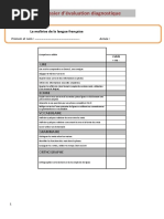 Dossier D'évaluation Diagnostique: La Maîtrise de La Langue Française