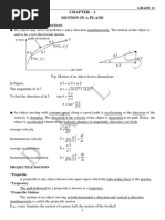 Chapter - 1 Motion in A Plane: Physics Grade 11