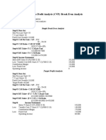 Cost Volume Profit Analysis (CVP) / Break Even Analysis