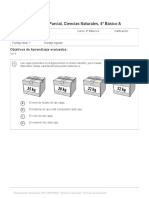 Evaluación Parcial, Ciencias Naturales, 4º Básico A: Objetivos de Aprendizaje Evaluados