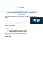 Experiment - 4 Applying Multiple Linear Regression Model To Real Dataset Computing and Interpreting The Multiple Coefficients of Determination