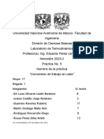 LT. Reporte N°5. Calorimetría. Brigada N°1. Grupo 17. Semestre 2023-2