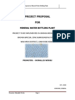 Project Proposal FOR: Mineral Water Bottling Plant