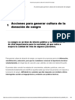 Acciones para Generar Cultura de La Donación de Sangre