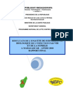 Résultats de L'enquête de Survéillance Biologique de L'infection Par VIH Et de La Syphilis À Madagascar - Année 2010 - Rapport Final (MINISTERE DE LA SANTE PUBLIQUE - 2011)