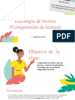 Estrategia de Lectura (Comprensión de Lectura) : 1° MEDIOS 2022