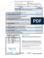 I - Planning and Organizing (Lesson Planning) 4 3 2 1: 4 - Excellent 3 - Very Satisfactory 2 - Fair 1 - Poor