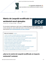 Matriz de Leopold Modificada Impacto Ambiental 2023