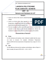 Lakshya Polytechnic Plan. Execute. Achieve: Unit - 03 Sensors and Hardware For Iot Sensors