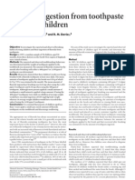 Bentley Et Al. Fluoride Ingestion From Toothpaste by Young Children. BRITISH DENTAL JOURNAL, VOLUME 186, NO. 9, MAY 8 1999