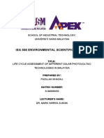 Life Cycle Assessment of Different Solar Photovoltaic Technologies in Malaysia