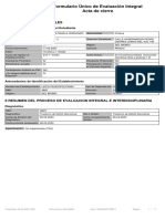 Formulario Único de Evaluación Integral Acta de Cierre: I Antecedentes Generales