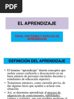 El Aprendizaje: Tipos, Factores Y Estilos de Aprendizaje