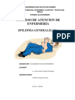 Proceso de Atencion de Enfermería: Epilepsia Generalizada