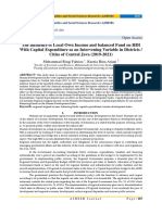 The Influence of Local Own Income and Balanced Fund On HDI With Capital Expenditure As An Intervening Variable in Districts / Cities of Central Java (2019-2021)