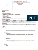 Curso Académico 2021-22: Pensamiento Político Contemporáneo Español E Iberoamericano Ficha Docente