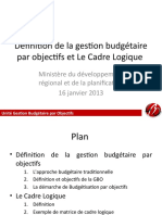 Définition de La Gestion Budgétaire Par Objectifs Et Le Cadre Logique