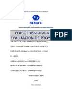 Foro Tematico Formulaciom y Evaluacion de Proyectos